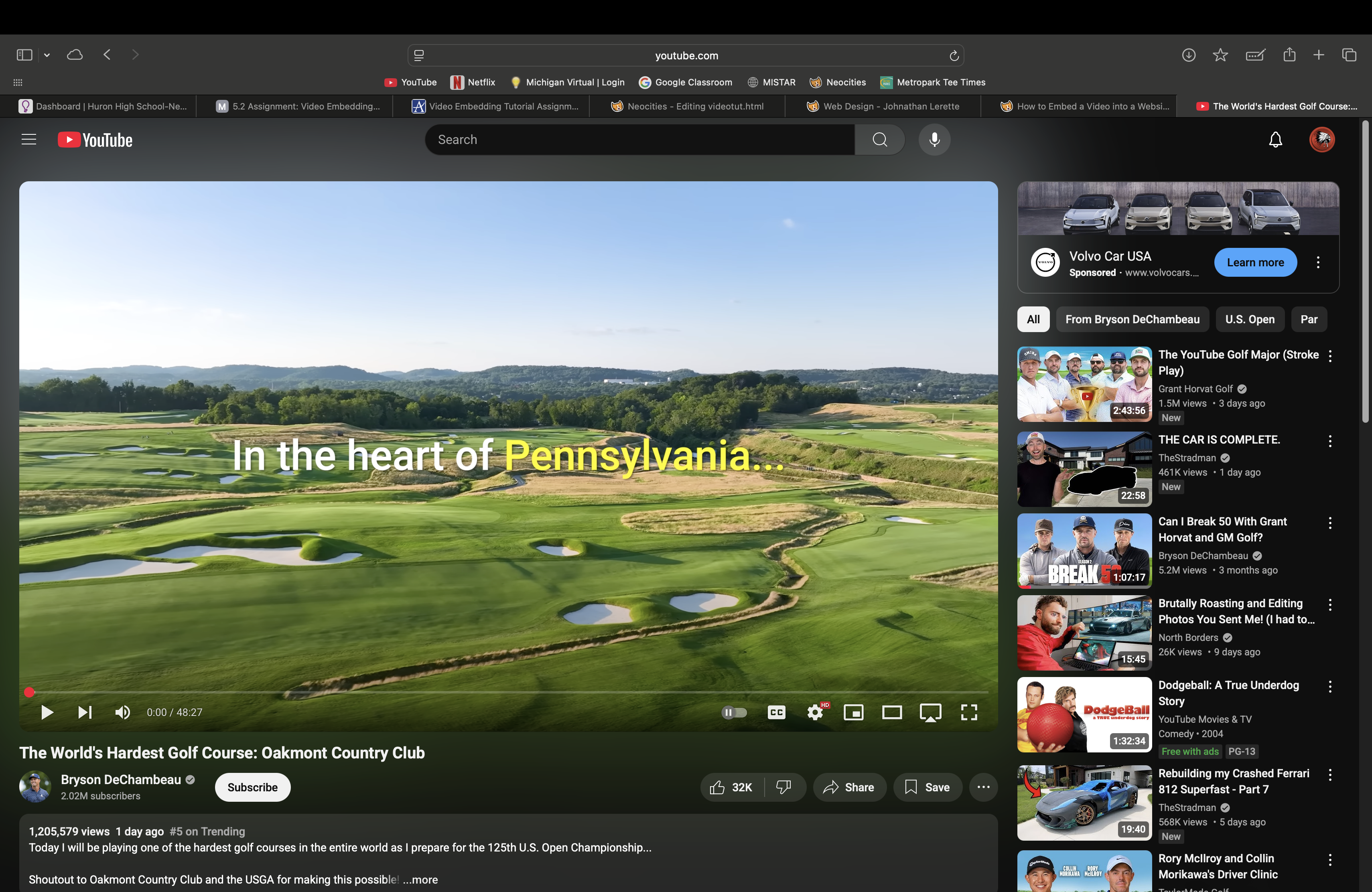 YouTube search screen